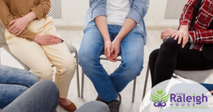 A circle of chairs in group therapy.