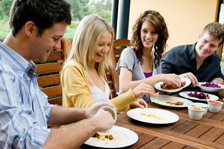 Image of friends sharing a dinner