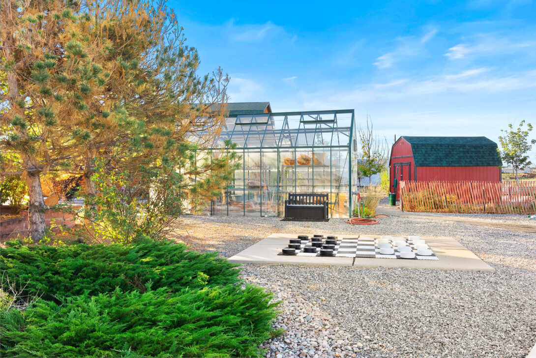 Outside view of the Raleigh House life-size checkers game