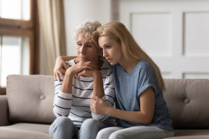 Young woman with upset mother